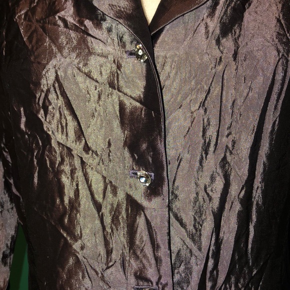 Taffeta Rhinestone Button Up Shirt - Picture 5 of 5